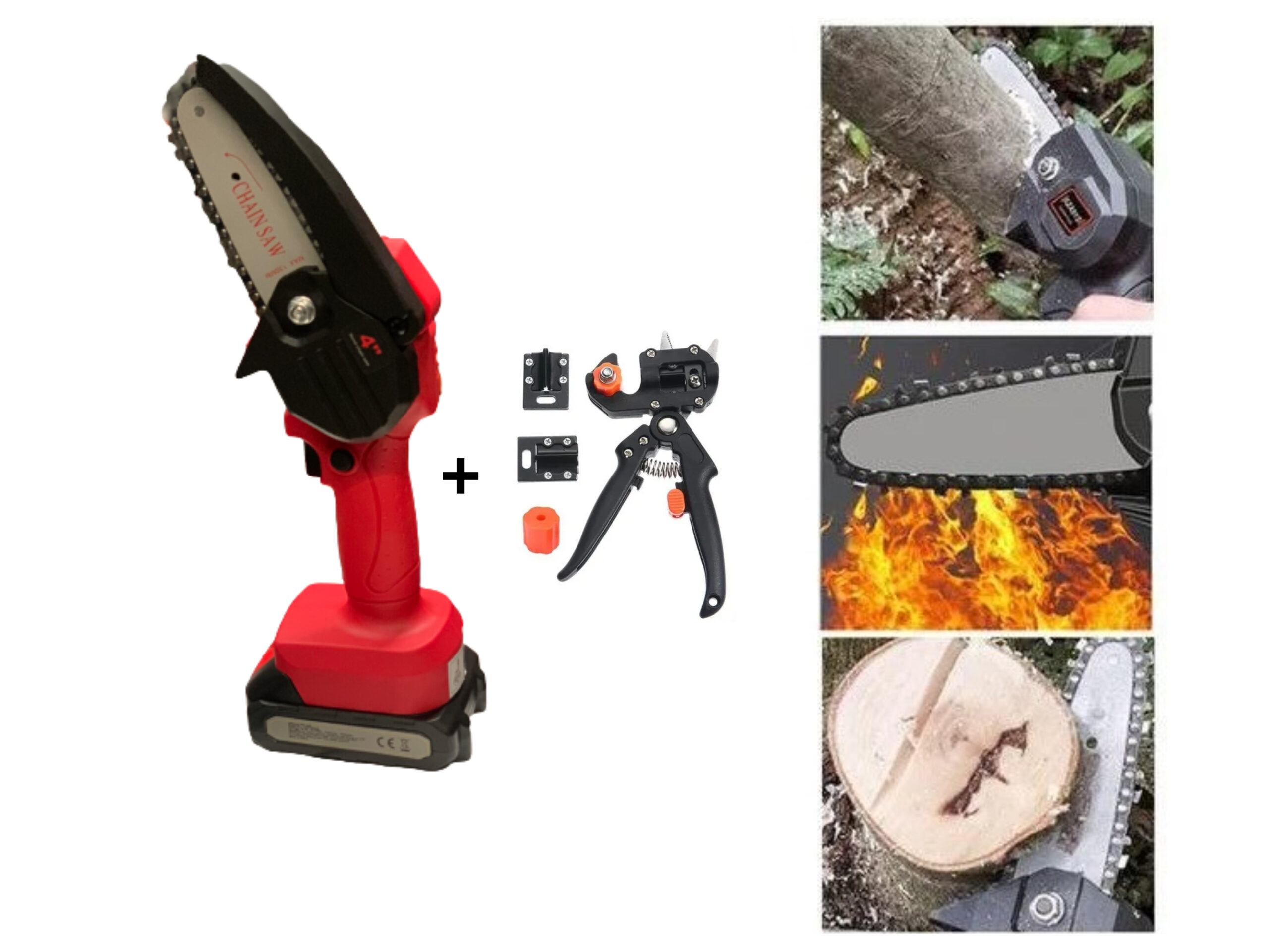 Akuoksasaag 18.5V – punane (komplekt aku ja laadijaga) + pookimisnuga