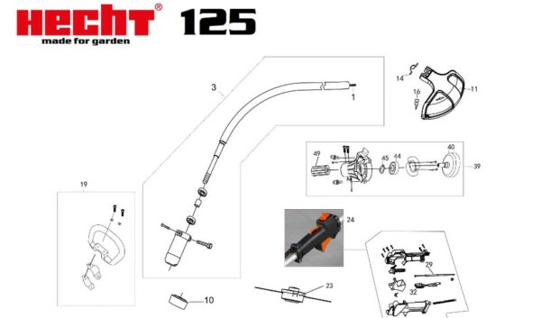 Hecht 125 võll Toru koos trossiga komplekt Hecht 125 / 126